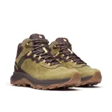 Bota de senderismo Merrell modelo Speed Strike 2 LTR, color verde oliva con detalles en marrón oscuro. Confeccionada en cuero de plena flor y ante impermeable, cuenta con suela de goma adherente, cuello acolchado y cierre mediante cordones.