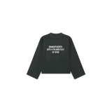 Buzo crewneck de Eme Studios modelo Stealth Hunt Reverse, color verde oscuro con estampado frontal en blanco efecto desgastado con el texto "EMESTUDIOS STEALTH ARCHIVE Nº 5135", de manga larga y corte oversize.