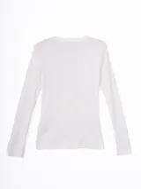 Remera de manga larga con cuello redondo, confeccionada en tejido acanalado de textura suave y ajuste entallado.