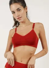 Soutien de microfibra color ladrillo, sin costuras, sin aro y sin copa. Breteles regulables.