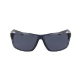 Lentes de sol Nike con montura rectangular color gris translúcido y lentes grises polarizadas.