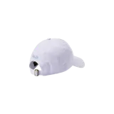 Gorro con visera Polo Ralph Lauren de color lila claro, con el logo del jugador de polo bordado en tono celeste en el frente.