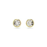 Aros de botón Swarovski, con cristal blanco facetado y engaste con baño de oro.