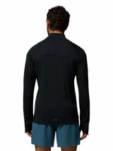 Buzo de media cremallera Columbia Polar Stealth Spring Ls Hz Omni-Shade color negro, de manga larga con orificios para los pulgares en los puños.