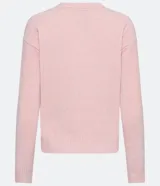 Blusa de punto chenille color rosado claro, con cuello redondo, mangas largas de sisa desplazada y terminaciones acanaladas en cuello, puños y bajo. Marca Blue Steel.