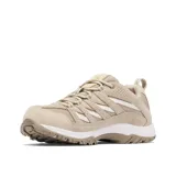 Championes de trekking Columbia modelo Crestwood Waterproof, color beige con detalles en blanco. Confeccionados en una combinación de cuero y malla, cuentan con tecnología impermeable Omni-Tech, entresuela TechLite para amortiguación y suela Omni-Grip para tracción en diversos terrenos.
