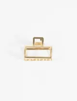 Broche para el pelo rectangular metálico color dorado.