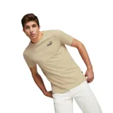Remera Puma de manga corta, color beige claro, con cuello redondo y el logo de Puma estampado en pequeño en el pecho.
