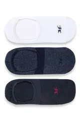 Pack de tres pares de medias invisibles en colores blanco, gris melange y azul marino, con detalle de logo bordado en el empeine.