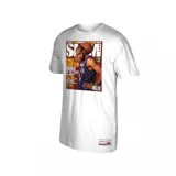 Remera blanca de manga corta y cuello redondo de Mitchell and Ness, con estampa frontal de la portada de la revista Slam protagonizada por Vince Carter.