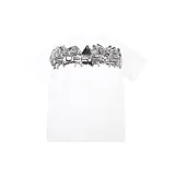 Remera de manga corta color blanco con estampado gráfico en la parte superior trasera que representa una reinterpretación de La Última Cena con el logo de Supreme integrado.