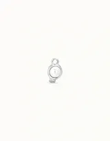 Dije de piercing dorado con forma circular y cristal celeste.