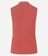 Blusa sin mangas de calce ajustado, confeccionada en tejido de viscosa con textura acanalada y cuello alto.