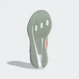 Championes de running Adidas Duramo SL 2, color blanco con detalles en naranja y rosa neón. Presentan una parte superior de malla técnica transpirable, cierre de cordones y mediasuela LIGHTMOTION para mayor amortiguación y estabilidad.