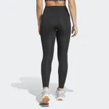 Calza deportiva negra de tiro alto y ajuste ceñido, confeccionada con tejido elástico y tecnología AEROREADY que absorbe la humedad. Presenta costuras selladas y un bolsillo oculto en el muslo.