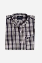 Camisa de manga corta para hombre, de corte regular, con logo bordado y cartera con botones.