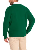 Sweater de punto RKF modelo Italy V, color verde oscuro, con escote en V y mangas largas.