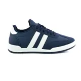 Championes deportivos American Sport Dylan, color azul marino con detalles en blanco. Presentan tres tiras blancas en el lateral y suela blanca con detalles en negro.