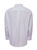 Camisa de manga larga RKF en color lila con estampado de cuadrillé fino. Presenta cuello americano abotonado, cierre frontal con botones y bolsillo en el pecho con el logo de la marca bordado.