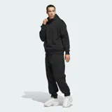 Hoodie Adidas de baloncesto color negro, con capucha, bolsillos laterales con cremallera y puños y dobladillo acanalados.
