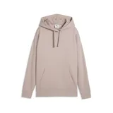 Hoodie de corte relajado color rosa viejo, con capucha ajustable mediante cordones, bolsillo tipo canguro frontal y logo de la marca bordado sutilmente en el centro del pecho.