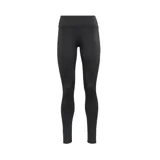 Calza deportiva negra de mujer, ajustada al cuerpo, con cintura alta y bolsillo lateral.