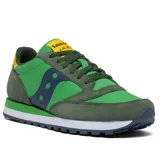 Championes Saucony Jazz Original, color verde con detalles en gris, azul y amarillo.