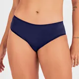 Bombacha vedetina de lycra color azul marino con ribete al tono.