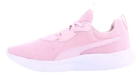 Championes deportivos Puma modelo Resolve Smooth, color rosado con suela blanca. Presentan diseño de malla transpirable, cierre con cordones y logo de la marca en la lengüeta.