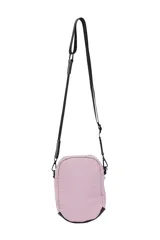 Bandolera porta celular negra de poliéster con múltiples cierres y correa ajustable.