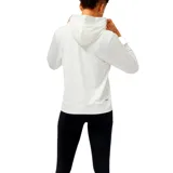 Buzo blanco de algodón con capucha y cordones negros con la inscripción "new balance" en blanco. Logo de la marca en el pecho.