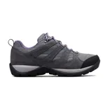 Championes de trekking Columbia modelo Redmond V2 Waterproof, color gris con detalles en violeta. Confeccionados en una combinación de gamuza, malla y materiales sintéticos, cuentan con suela de goma resistente y tecnología impermeable.