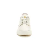 Zapatillas Caterpillar modelo Hex Lite Leather para mujer, color blanco hueso. Confeccionadas en cuero, con forro interno de materiales reciclados, plantilla de espuma PU moldeada, suela de EVA liviana y ajuste con cordones.