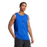 Musculosa deportiva Adidas Essentials color azul, con cuello redondo y logo de la marca bordado en negro en el centro del pecho.