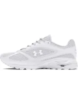 Championes Under Armour modelo HOVR Apparition, de diseño retro inspirado en el running. Presentan una estructura de malla transpirable con refuerzos de cuero sintético, entresuela con tecnología de amortiguación reactiva UA HOVR y suela de goma resistente.