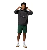 Campera cortaviento Columbia modelo Acker Rock Windbreak, de color gris oscuro, con capucha ajustable con interior estampado, cierre frontal parcial con botones y bolsillo tipo canguro con solapa. Incluye tecnología Omni-Shield y Omni-Shade.
