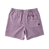 Short de baño color lila con cintura elástica ajustable mediante cordón negro en contraste.