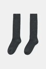 Calcetines altos de tejido de punto en mezcla de lana y cashmere, con acabado acanalado en el puño.