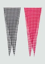 Pack de dos pañuelos de forma triangular confeccionados en algodón, con estampado de cuadros vichy en colores negro y rojo.