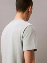 Remera celeste de corte clásico, cuello redondo y manga corta. Presenta el logo de Calvin Klein Jeans estampado en el pecho.