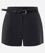Short de sastrería marca Blue Steel de corte estructurado, color gris oscuro, con pinzas delanteras, presillas y cinturón negro delgado incluido.