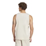 Musculosa deportiva Adidas de corte clásico y cuello redondo, color beige, con el logo de la marca estampado en el centro del pecho.