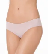 Bombacha de bikini color beige de microfibra, con tiro medio.
