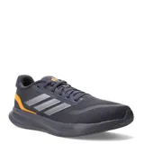 Championes Adidas Runfalcon 5 para hombre, de color gris con detalles plateados en las tres bandas laterales y acentos en naranja en el talón y la lengüeta. Cuentan con capellada de malla transpirable, amortiguación Cloudfoam y suela de alta resistencia.