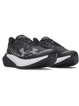 Championes de running Under Armour Velociti Distance, color negro con entresuela blanca y negra, y detalles en plateado y rojo. Cuentan con capellada de malla transpirable y tecnología de amortiguación UA HOVR+.