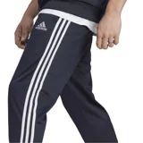 Conjunto deportivo Adidas compuesto por una campera con cierre frontal y cuello alto, y un pantalón de jogging. Ambas piezas presentan el diseño clásico de tres bandas blancas en los laterales y el logo de la marca bordado.