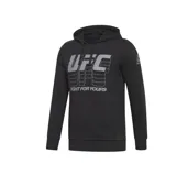 Buzo con capucha Reebok UFC FG Pullover de hombre, color negro con logo de UFC estampado en el pecho y logo de Reebok en la manga.