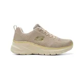 Championes deportivos Skechers Fashion Fit 2.0 Moonlight Glow, color beige con acabado metálico, suela chunky y plantilla Memory Foam.