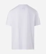 Remera blanca de manga corta y cuello redondo con estampa frontal inspirada en The Beatles.