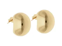 Par de aros de acero con baño de oro, con forma de gota.